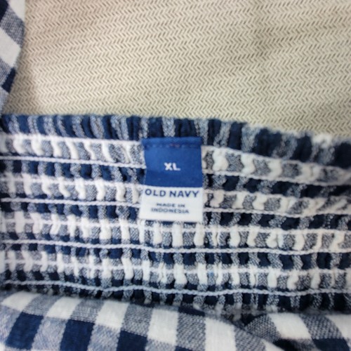 Old Navy Dress Womens XL Blue Gingham Linen NEW Smocked Coastal Preppy Milkmaid - Picture 5 of 9