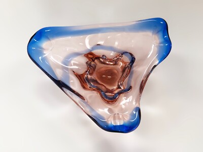 MCM VINTAGE CZECH ART GLASS VASE by Karel Zemek 60's art glass Mstisov /Moser