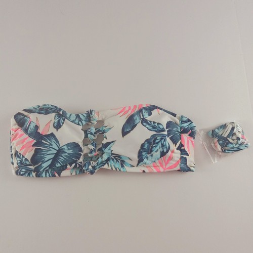 SO Knot Front Convertible Bandeau Bikini Top Juniors Size Small Palm Print Swim
