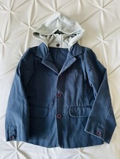 Navy boys  blazer with detachable hood by little white company age 5 - 6 yrs