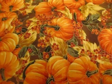 Cotton Fabric Hoffman California Maple Lane Fall Pumpkins Screen print 1yd x44