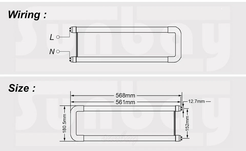 10PCS T8 LED Tube U-Shape 2FT 20W U Bend G13 Dual-end Powered Ballast Bypass - Image 3 of 4