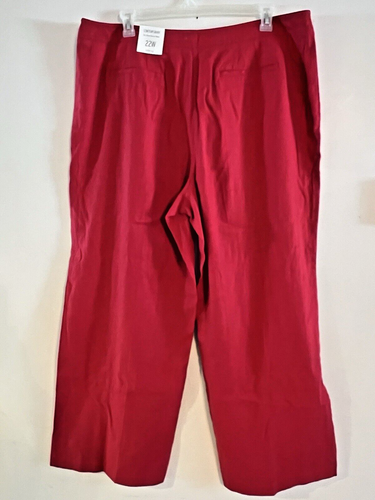 Cato size 22W Women’s Red Linen Blend Contemporary Side Zip Wide Leg Pants NWT - Picture 3 of 6