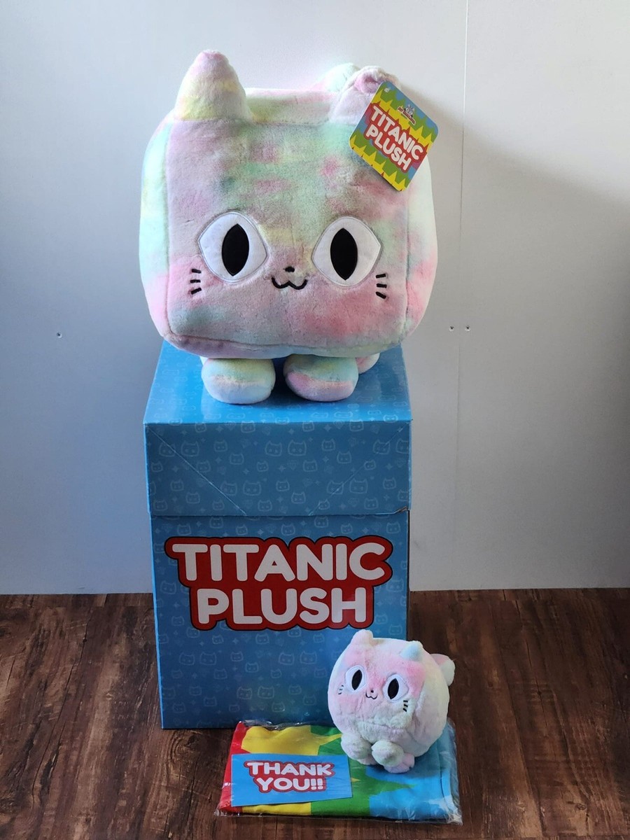 Titanic Kawaii Cat ぬいぐるみ 大きめ 紫色 NEW: BIG GAMES PET SIMULATOR TITANIC TIEDYE CAT GIGANTIC BABY