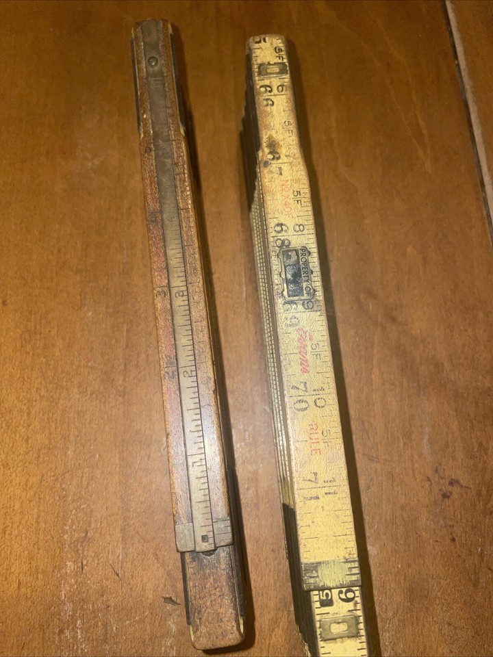 Vtg Wood Brass Folding Rulers Lot of 7 Carpenter Tools Lufkin & Other + metric eBay