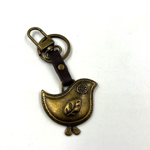 Chala Small Bronze Tone Clip On Sparrow Bird Charm Keychain Bag Fob