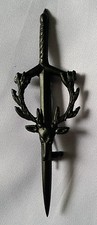 Scottish Kilt Pin Stag Head Jet Black Finish 4"/Highland Kilt Pins & Brooches