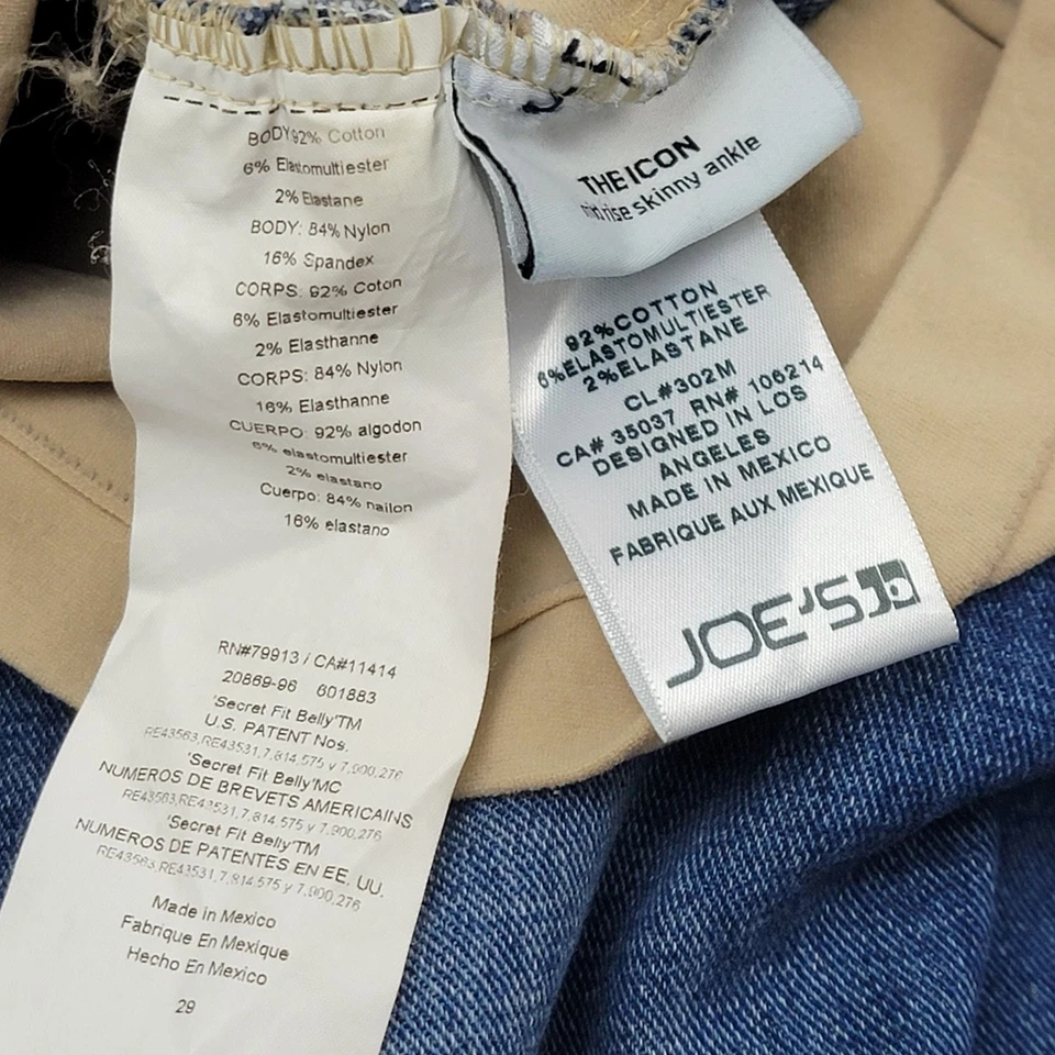 Maternity Joes Jeans Icon Skinny Ankle Denim Frayed Hem Elastic Panel Size 29 - Image 4 of 4