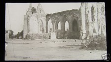 Glass Magic lantern slide PERONNE CATHEDRAL AFTER BOMBARDMENT CIRCA WW1 