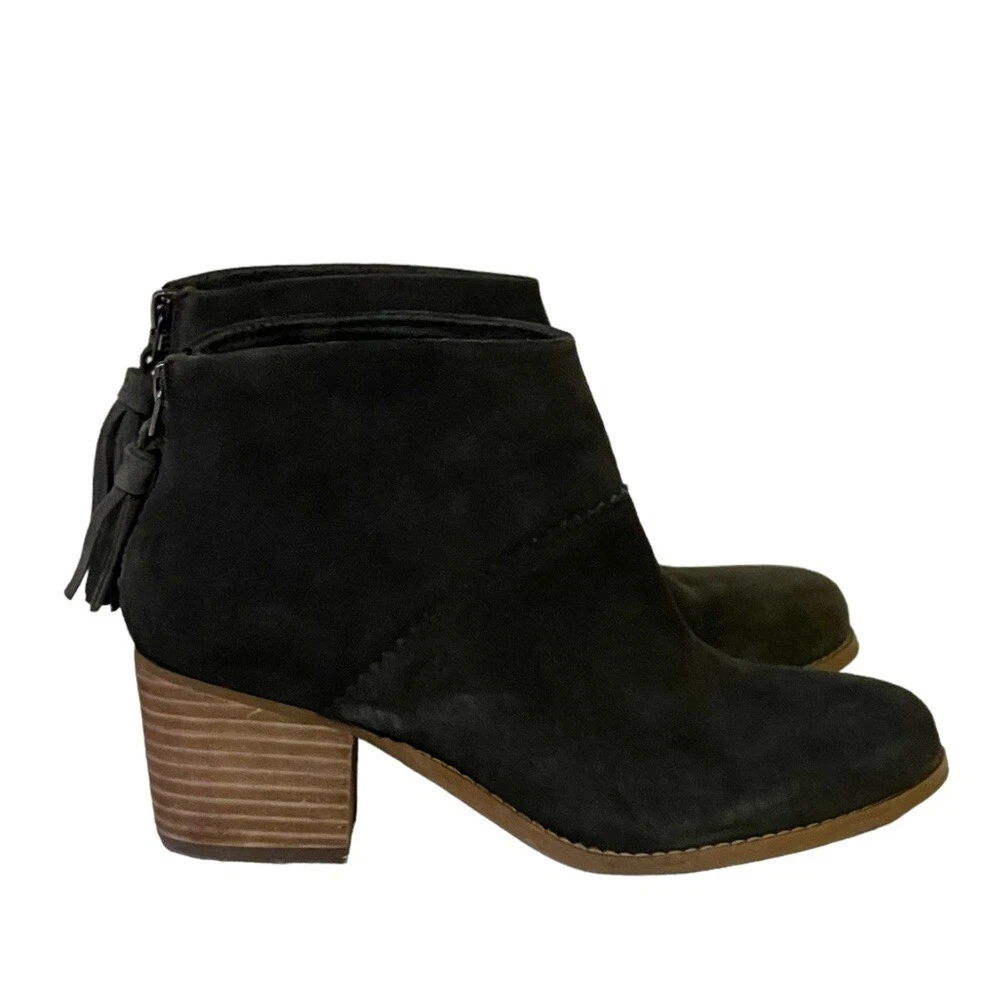 Toms leila booties black leather cheap