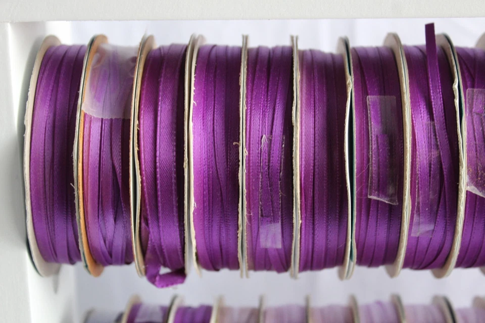 Lot Of 39 Purple & Lavender Spool O’ Ribbon 1/8” To 2" Most New - Image 2 of 4