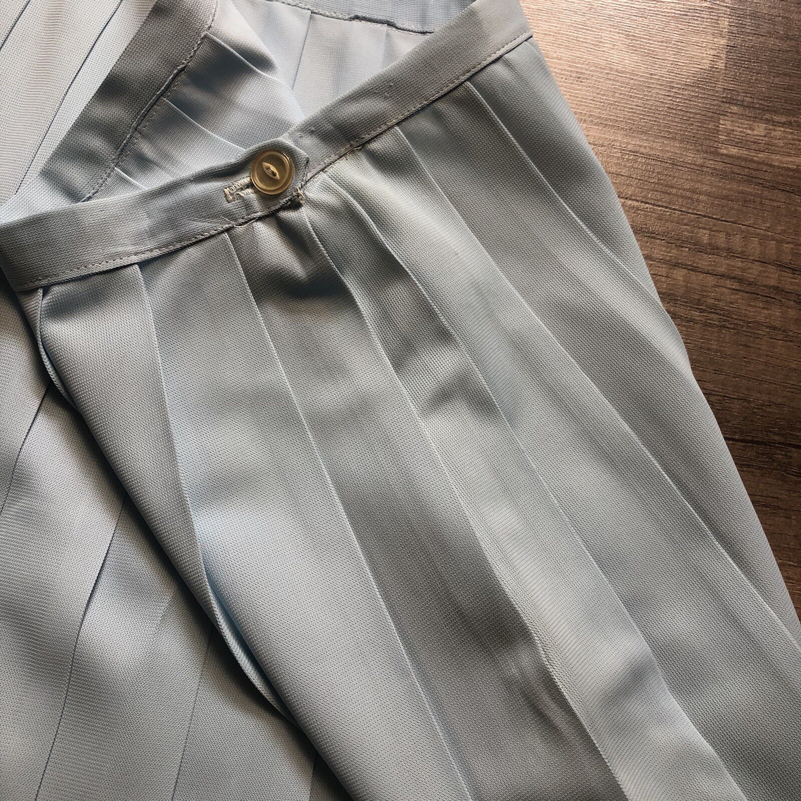 Vintage Carol Brent Pleated Polyester A Line Skirt Womens Small Baby Blue Skirt