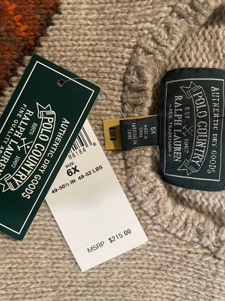 NUEVO CON ETIQUETAS Polo Country Ralph Lauren ROCKING HORSE Mezcla de Lana Suéter Niñas 6X Navidad Foto 2 de 2