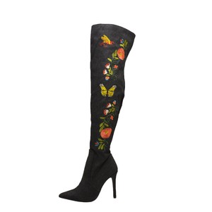 thigh high embroidered boots