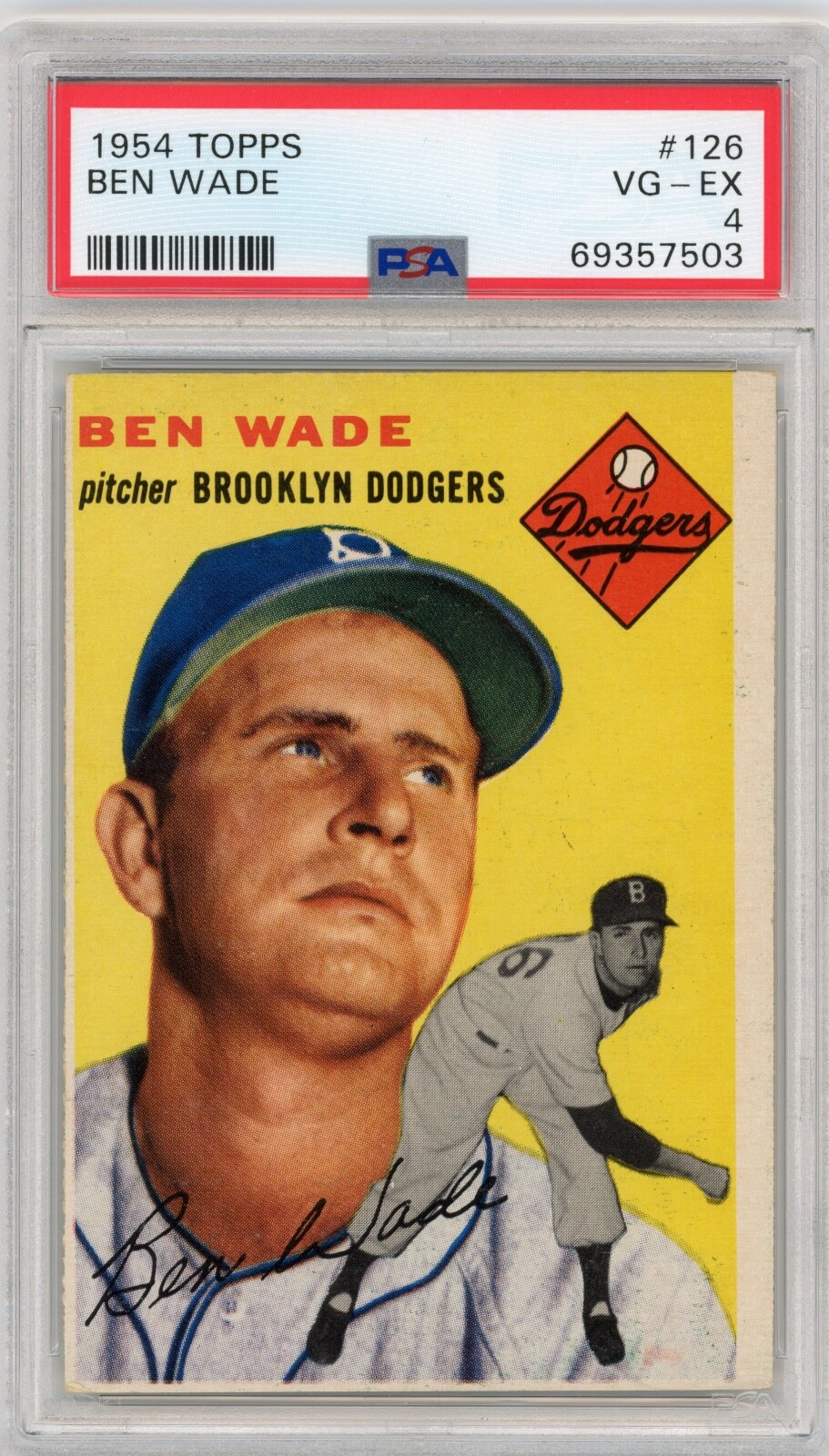 1954 Topps Ben Wade #126 PSA 4 VG-EX