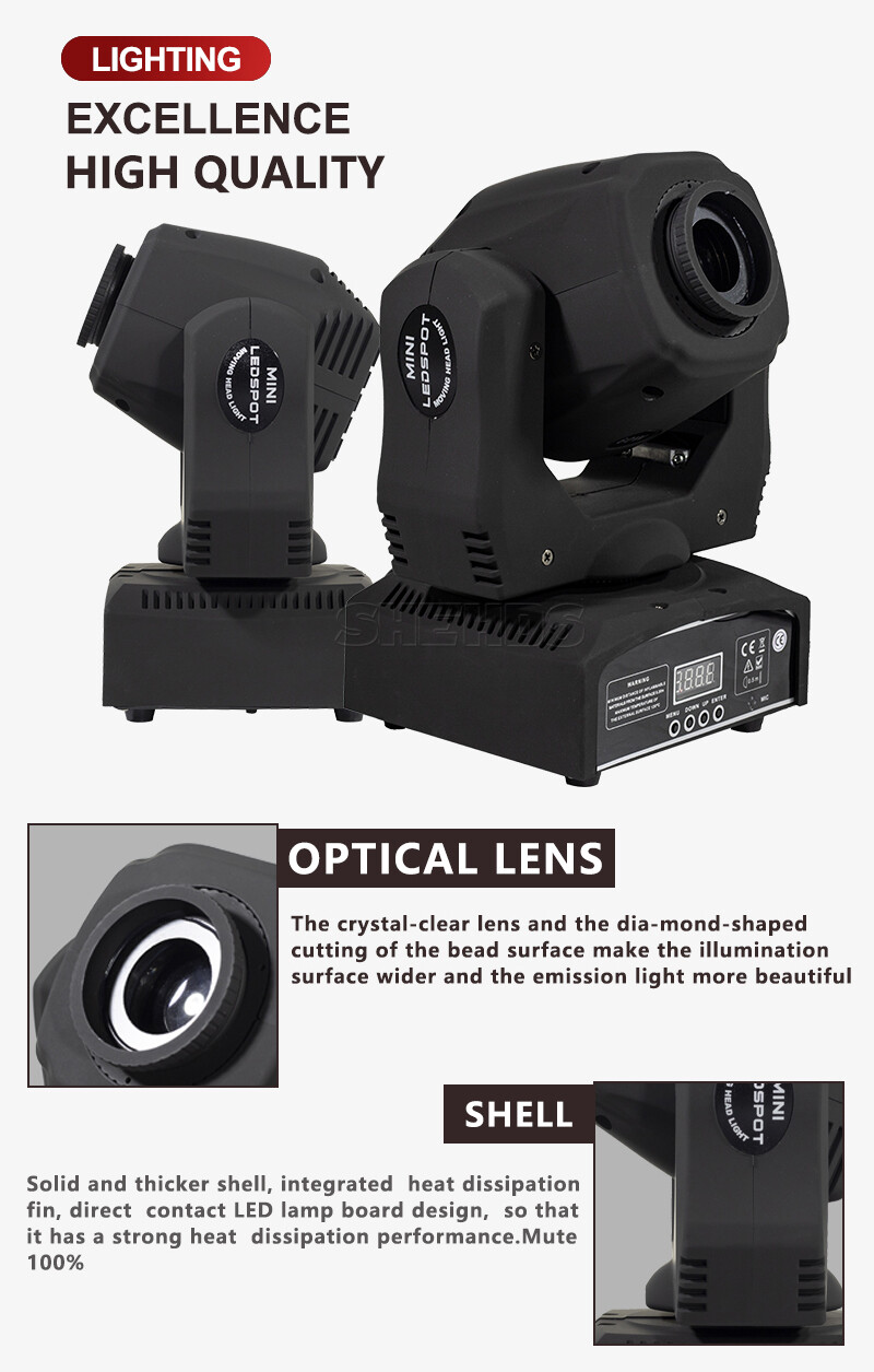 LED 8 Gobos Beam Light Moving Head Lighting DJ Disco Stage Focus DMX