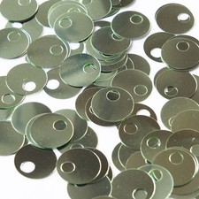 Large Hole Round Sequin 20mm Pale Green Metallic. Couture paillettes Made in USA