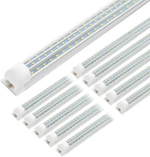 4FT 60W T8 Integrated LED Tube Light Bulb 6500K D-Shape 4 Foot CLEAR LENS Garage