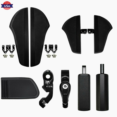 Defiance Black Driver Floorboards Highway Footrest Fit For Harley Touring FLHX