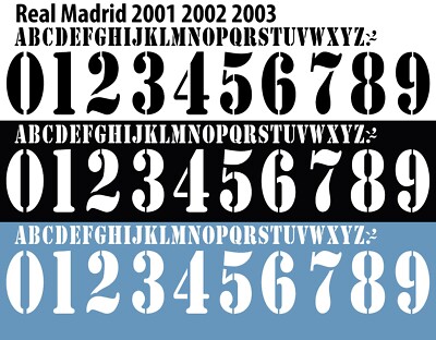 Name&Number Set For Real Madrid La Liga&UEFA Champions League 2001/2003 Home