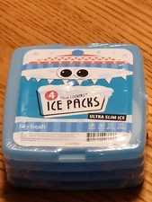 Fit And Fresh Kids Cool Coolers 4 Reusable Lunch Ultra Slim Ice Packs Brand New