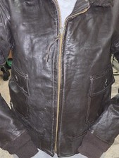 Vintage 1970 US Navy G-1 Leather Flight Jacket, Brown, Size 44. 8415-00-268-7801