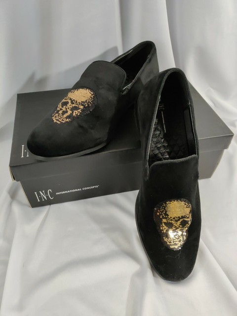 mens black smoking slippers