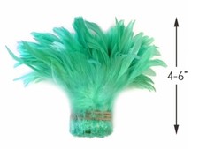 1 Yard - Mint Green Bleached & Dyed Strung Rooster Schlappen Wholesale Feathers