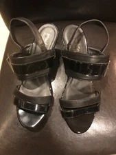 coach and four womens shoes wedge sandals wind black size 9.5M