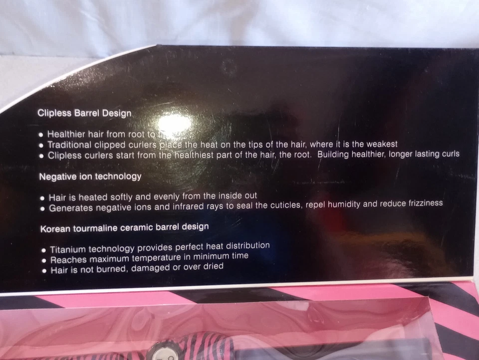 NUEVO Jose' Eber Rosa Cebra Clip Libre 19mm Varita Rizadora-Titanio Turmalina Barril Foto 3 de 4