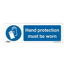 Image of Sealey Safety Sign-Hand Protection Must Be Worn-Self-Adhes-Pk of 10