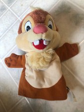 Vintage 1993 Disney  s Mattel Chip and Dale "Dale" Plush Hand Puppet 10" Red Nose