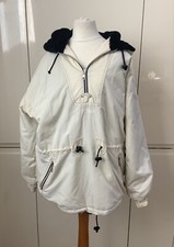 Vintage Head Size 14ski Snow Cream Jacket Pullover 1/4 Zip Lined Fur Lined Hood