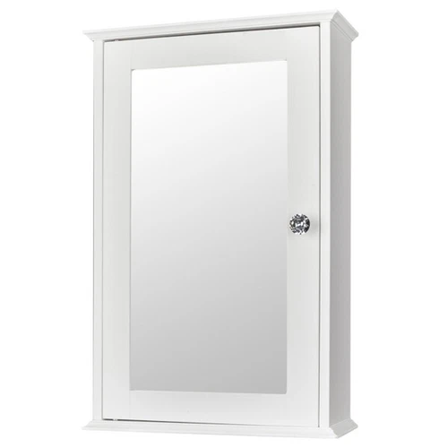 Adjustable Shelf White Single Door Mirror Indoor Bathroom Wall Mounted Cabinet - Picture 14 of 15