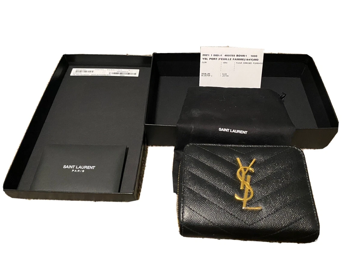 Saint Laurent Monogram Compact Zip Around Wallet Black 403723