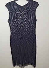 Babeyond Dress Womens XXL Black Flapper Gatsby Sequin Stretch Cocktail Holiday