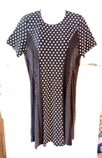 NEW WOMEN'S MICHAEL KORS BLACK BONE POLKA DOT FIT & FLARE DRESS SIZE L NWT