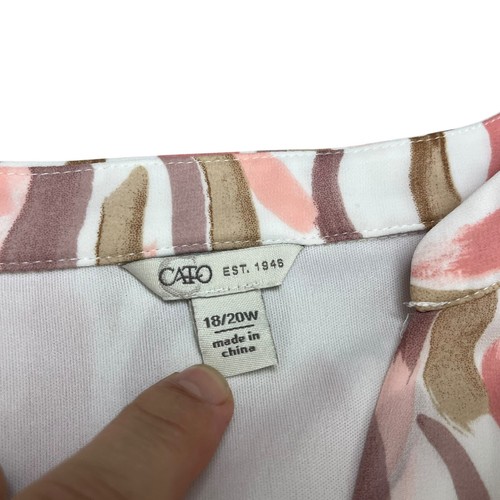 Cato Womens Multicolor Tie Waist Dress 18/20W Button Front Long Sleeve Lined - Picture 3 of 3