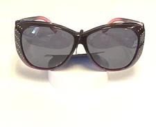 New, Women Solar Shield Sunglasses Foster Grant Brown/Pink Fit Overs