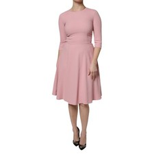 DOLCE & GABBANA Dress Pink A-line Flare Viscose 3/4 Sleeves IT40/US6/S 1880usd