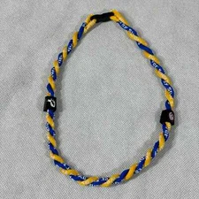 Power Energy Sports Braided Baseball Necklace 20" Blue Yellow