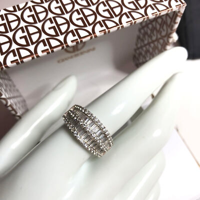 3738 Giani Bernini sterling silver 925  baguette cut CZ wide band ring sz 9