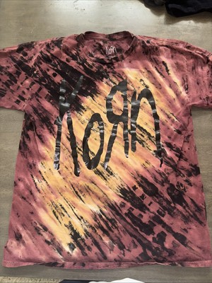 KORN FTL 25 Double Side T-Shirt Tie Dye  Orange Brown Black Size XL