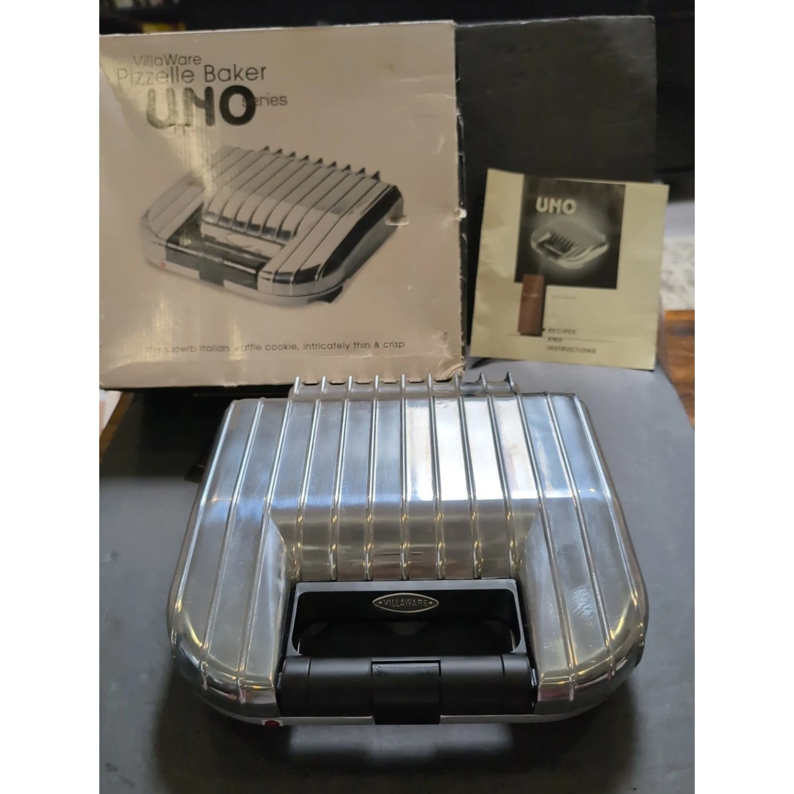 VillaWare UNO Electric Pizelle Baker Press Itallian 2 Waffle Cookie Maker Silver
Opens in a new wind