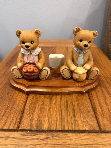 Vintage Homco Teddy Bear Musical Figurine – “Rock-A-Bye Baby” Repurposed Piece