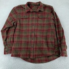 Orvis Flannel Shirt Mens XL Red Green Plaid Flap Pockets Long Sleeve Button Up
