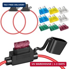 2 Pack 12 AWG Inline Fuse Holder 11.8 Inch 12V ATC/ATO Blade Fuse Holder with Wa