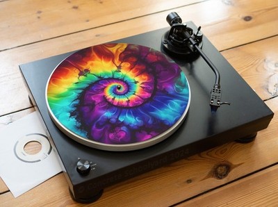 Psychedelic Tie Dye Style Turntable Mat, Vibrant Felt Slipmat 12