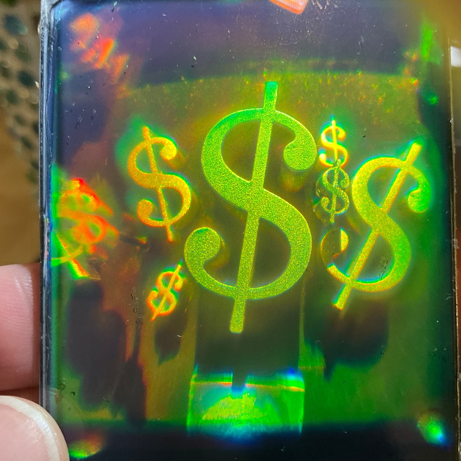 Hologram Glass Picture 2x2 Inch - Vintage Art - Dollar Sign 
