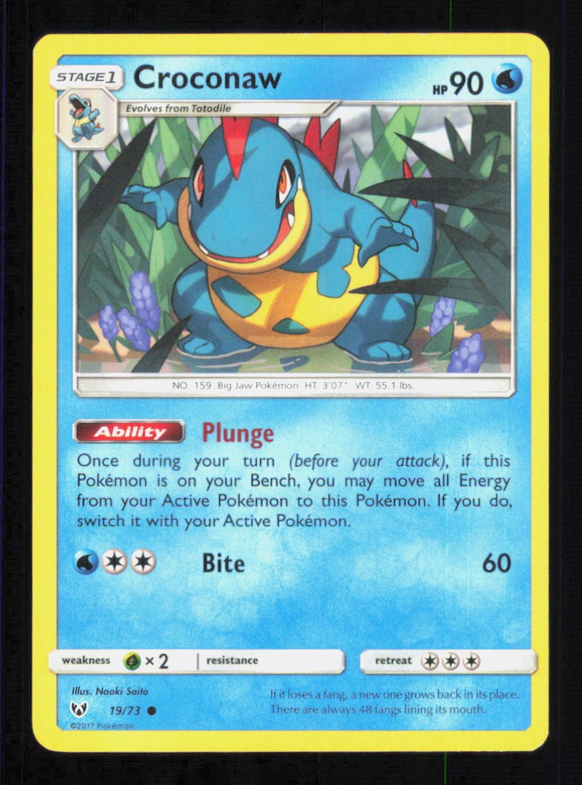 CROCONAW 19/73 SHINING LEGENDS POKEMON NEAR MINT